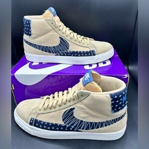 Nike SB Blazer Mid Sesame Mystic Navy Sashiko Pack Size 11 CT0715-200